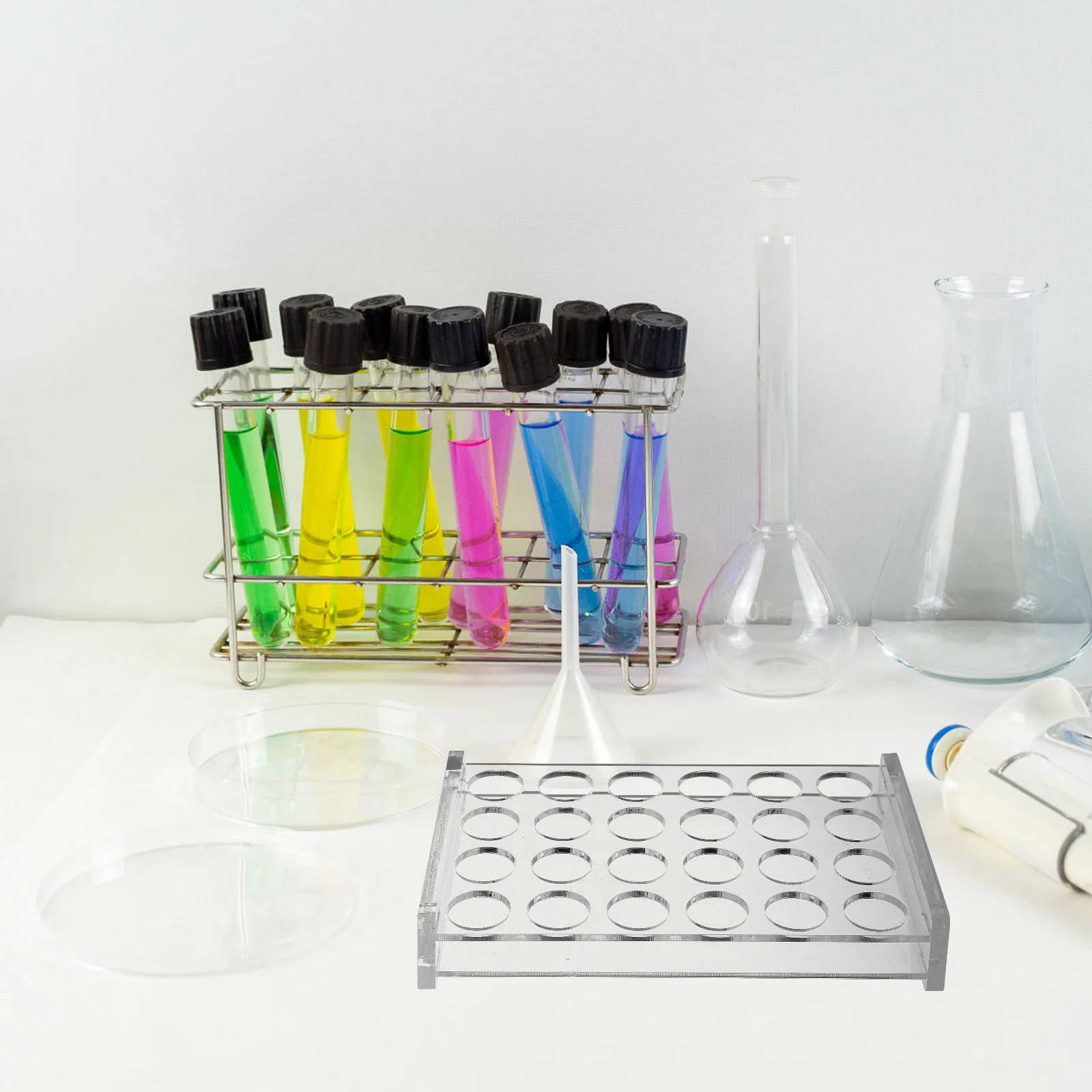 

Test Holder 6 Slot Transparent Acrylic Rack Tube Storage Organizer Lab Tube Stand For Sample Bottles Display