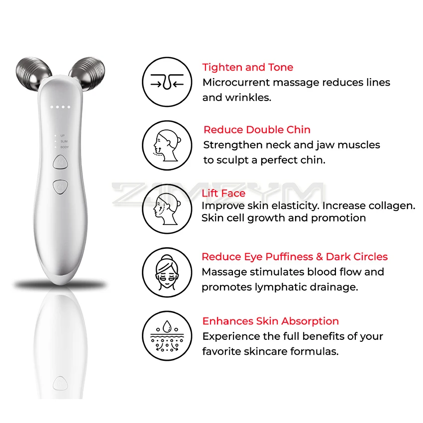 Face Lifting Machine Facial Massager Microcurrent Roller Skin Tightening Rejuvenation Double Chin Removal Beauty Device