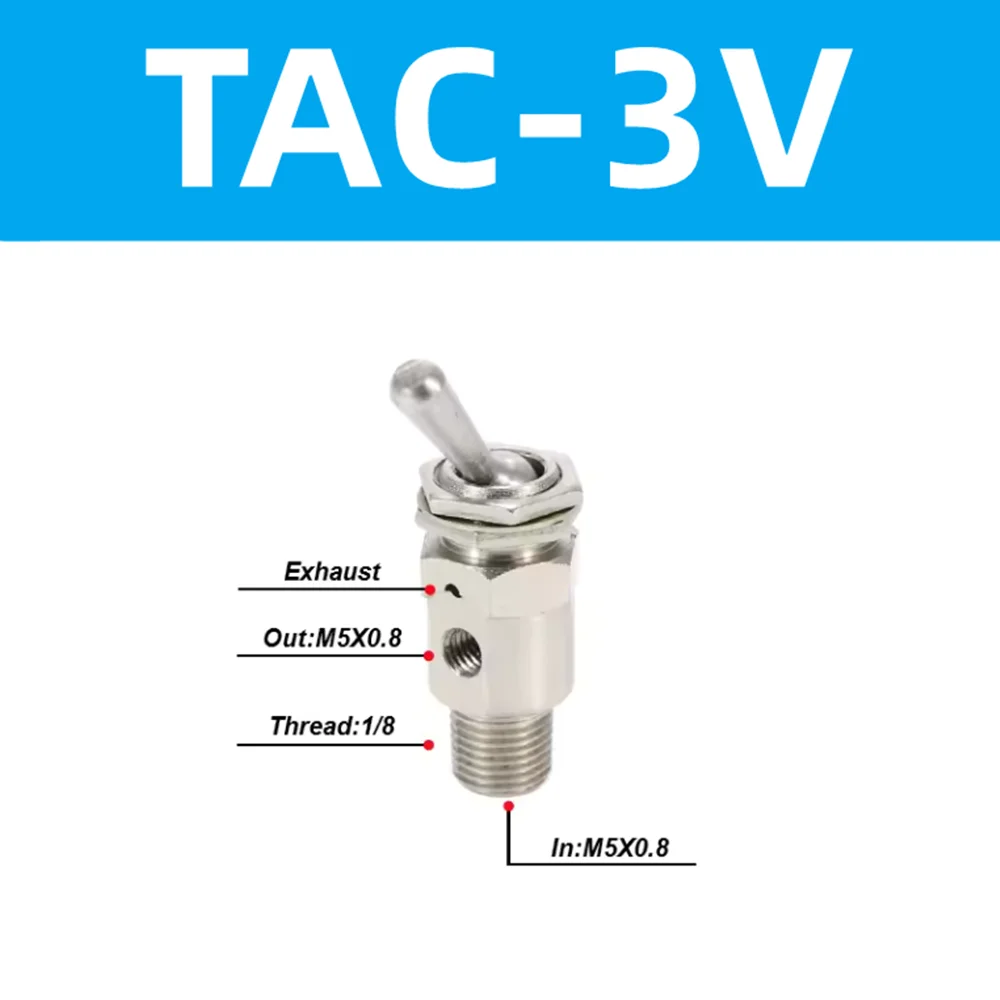 TAC-3V 3-Way Exhaust Valve Air Pneumatic Mechanical Button Switch M5 Female 1/8
