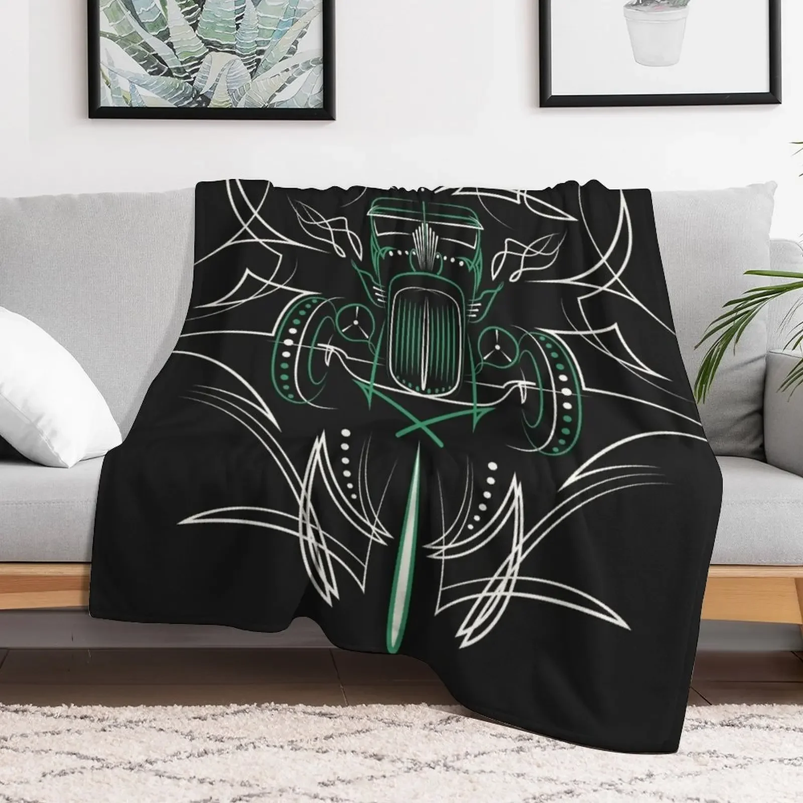 Hot Rod Pinstriping Throw Blanket Cute Softest Plaid on the sofa warm winter Blankets