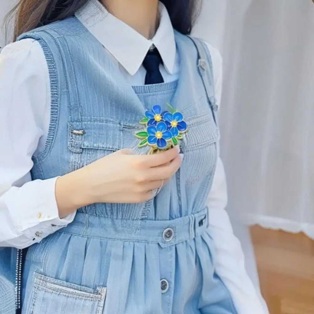 Trendy Blue Flower Flower Enamel Brooch Peony Creative Accessories Flower Language Series Badge Personalized Brooch Gifts