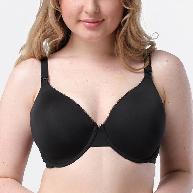 الأمومة حمالة صدر للرضاعة للنساء الحوامل كوب كامل اصطف بخفة يغرق Underwire Bralette حجم كبير حمالات الصدر B C D DD DDD E F G H I