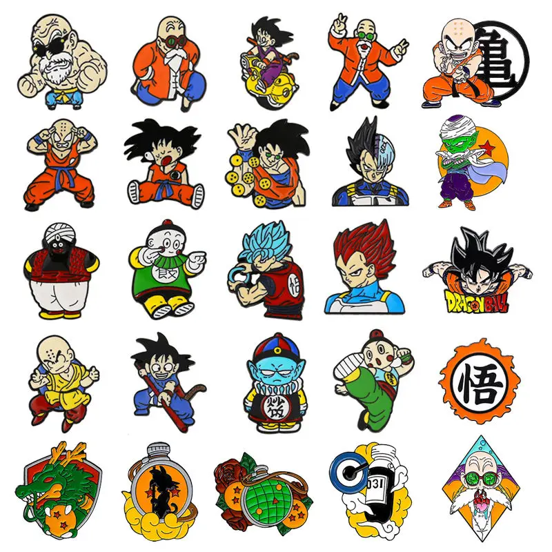 Japanese anime Dragon Ball badge cartoon turtle immortal Sun Wukong dumpling metal brooch ins trendy school bag pendant gift