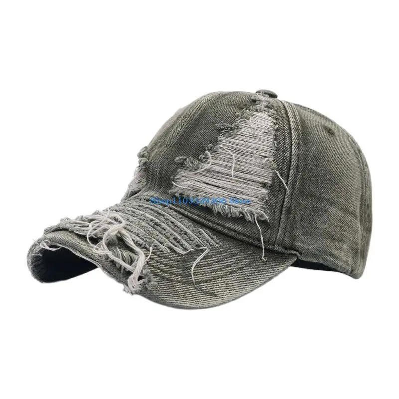 

400A Popular Dancing Hat Female Distress Baseball Hat Long Brims Sunproof Peaked Hat