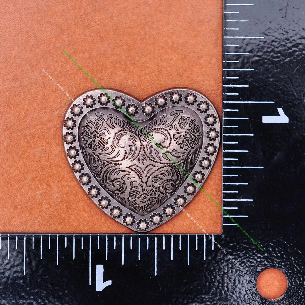 10PCS WESTERN HEADSTALL HORSE TACK LOVE HEART ANTIQUE SILVER FLORAL BERRY SADDLE LEATHERCRAFT CONCHOS 1-1/8\