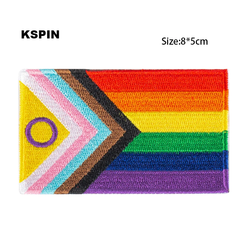 Intersex Progress Pride Asexual Gender Fluid Flag Pansexual pride Embroidery Patches Iron on Patch Saw on Patches