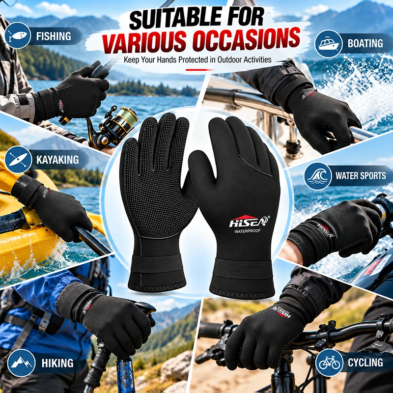 Outdoor Fishing Diving Gloves Warm Anti-slip Anti-stab Anti-scratch Cold Proof Winter Swimming Snorkeling Diving Hand Protection