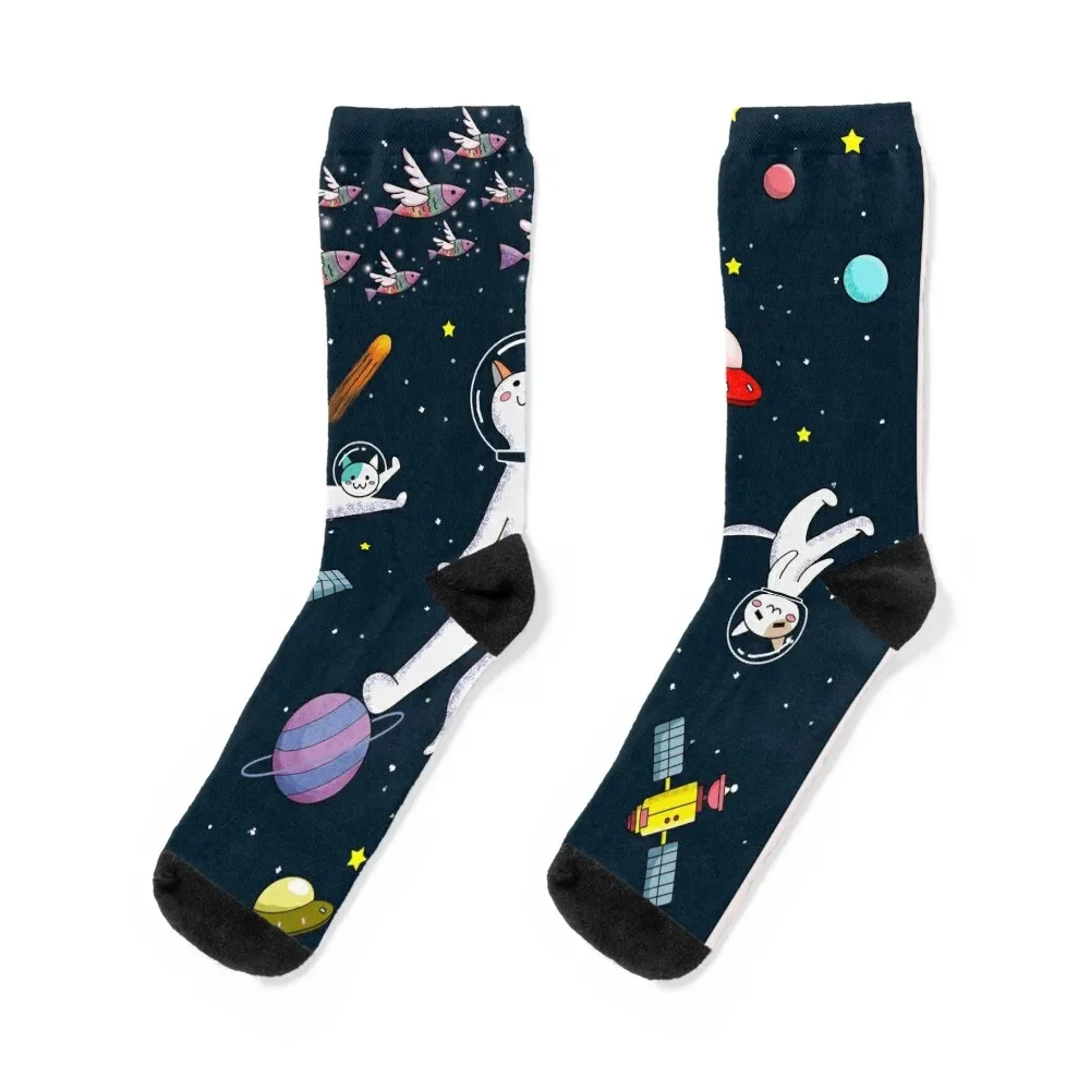 

cats in space Socks Stockings compression Non-slip anti slip football luxury Girl'S Socks Men's