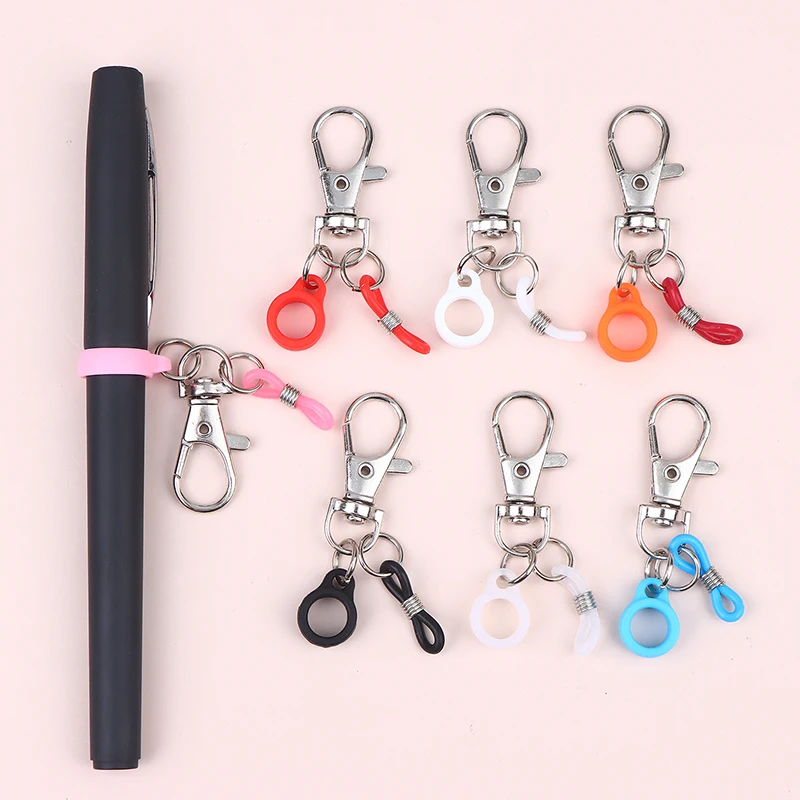 7/6/12Pcs Multi-functional Silicone Anti-Lost Adjustable Rings Pen Holder With Clips For Lanyard Nurses Doctor Pen Clips Haning