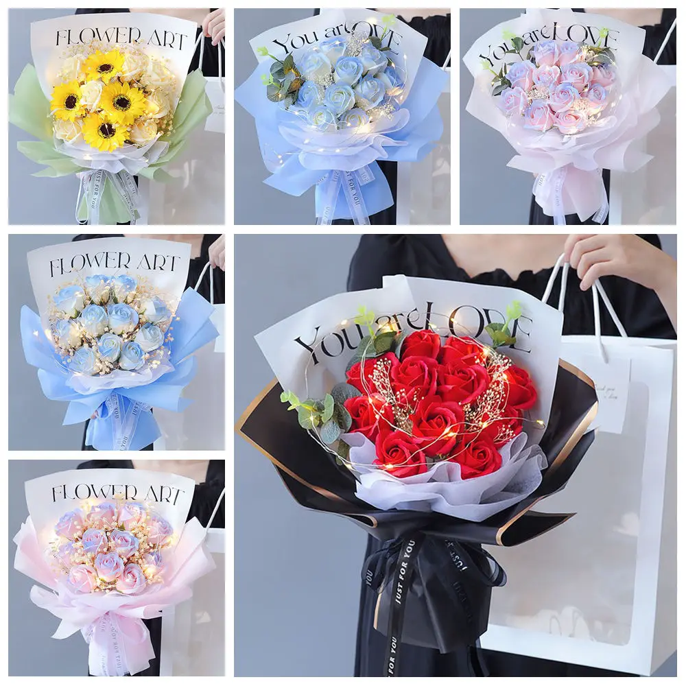 1pcs Finished Soap Roses Bouquet Graduation Artificial Bouquet Party Decor Birthday Mother's Day Fake Flowers Girlfriend Gifts