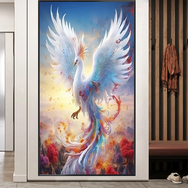 White Phoenix 5D Diamond Painting Full Diamond Art Embroidery Restaurant Office Hotel Home Decor DIY Diamond Cross Stitch Kits