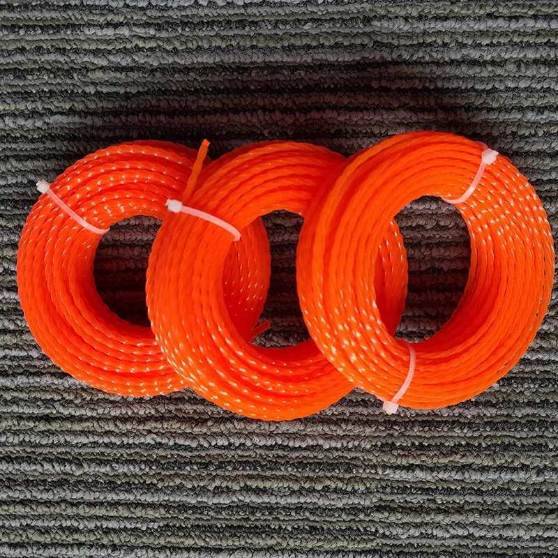 2.0mm/2.4mm/2.7mm/3mm*5m/10m/15m/25m Mowing Nylon Grass Trimmer Rope Brush Cutter Trimmer Line Mowing Wire Lawn Mower Accessory