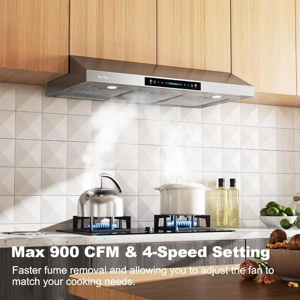 30 Inch Under Cabinet Range Hood with 900-CFM, 4 Speed Gesture Sensing&Touch Control Panel, Stainless Steel