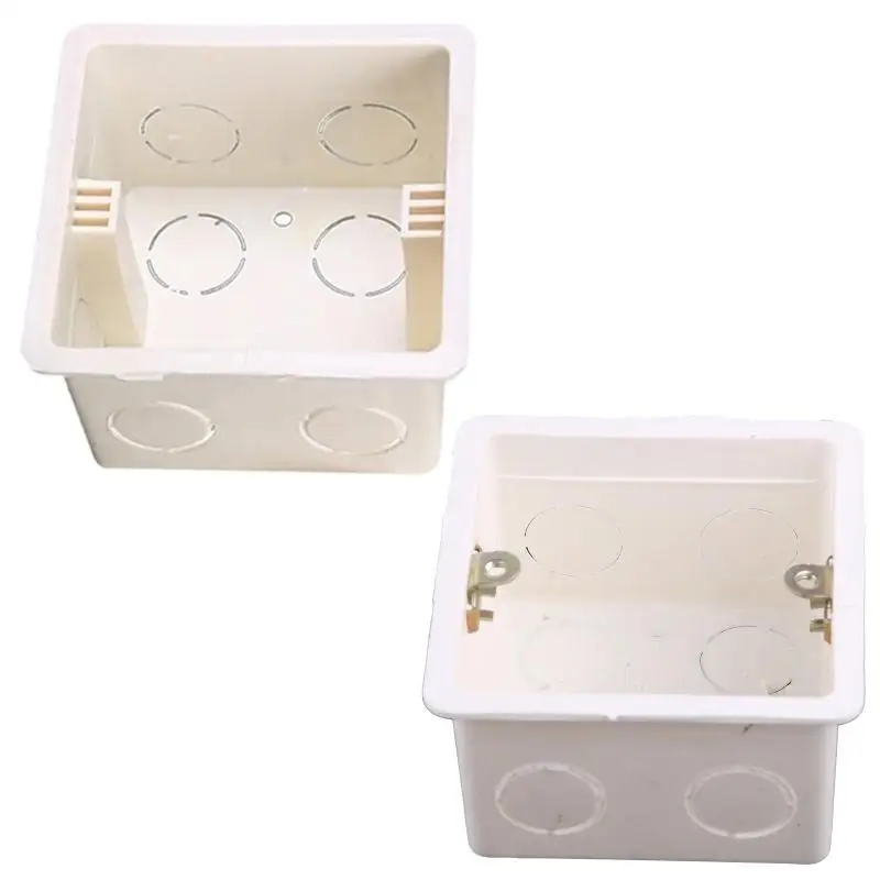 652F 80x80 PVC Junction Box Wall Mount Cassette For Switch Socket Base Switch Bottom Box Electrical Box Accessories