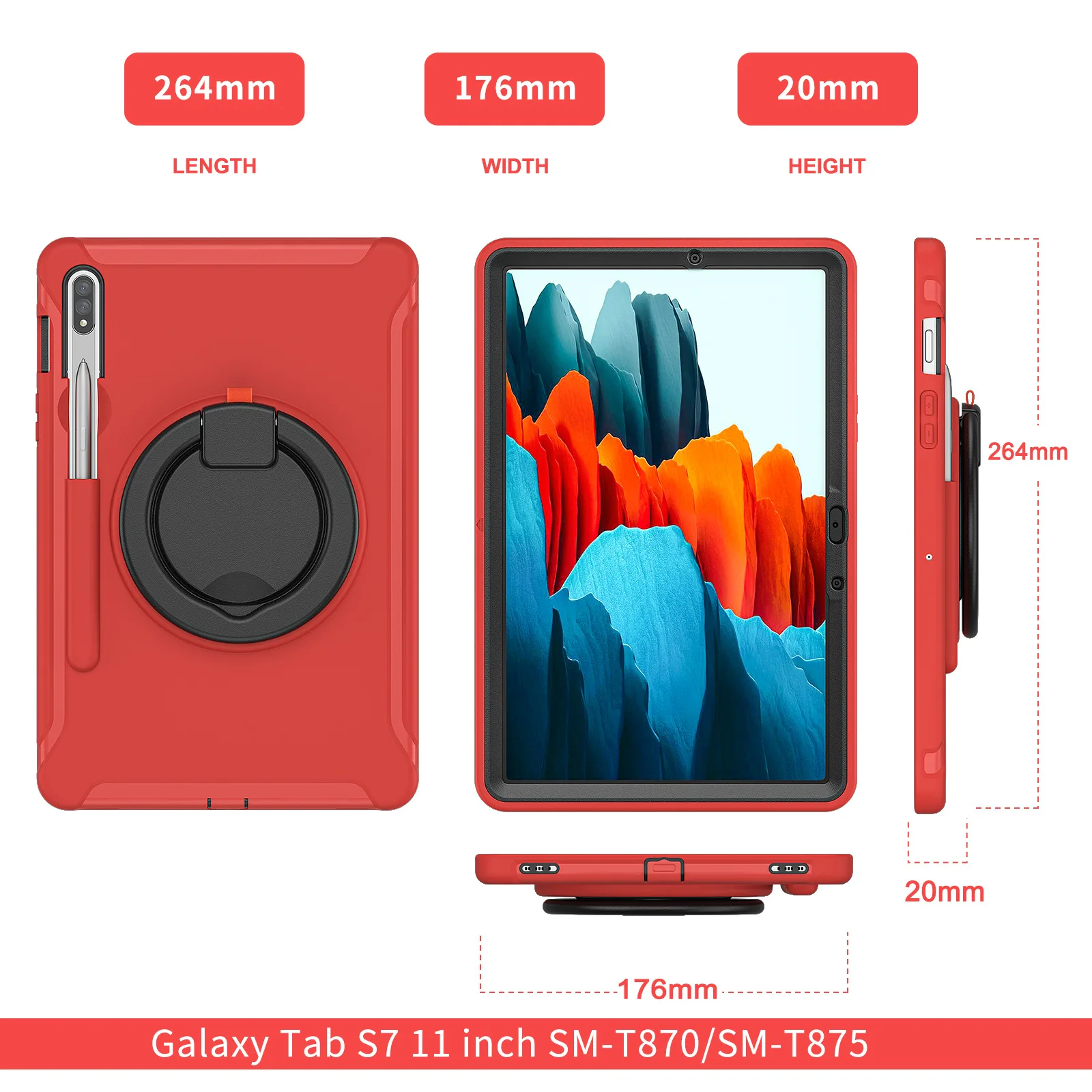 Para Samsung Galaxy Tab S7 S8 Plus 12.4 polegadas Case Pen Slot Para Galaxy Tab A7 A8 10.5 Polegada Handheld Swivel Stand Drop Protective