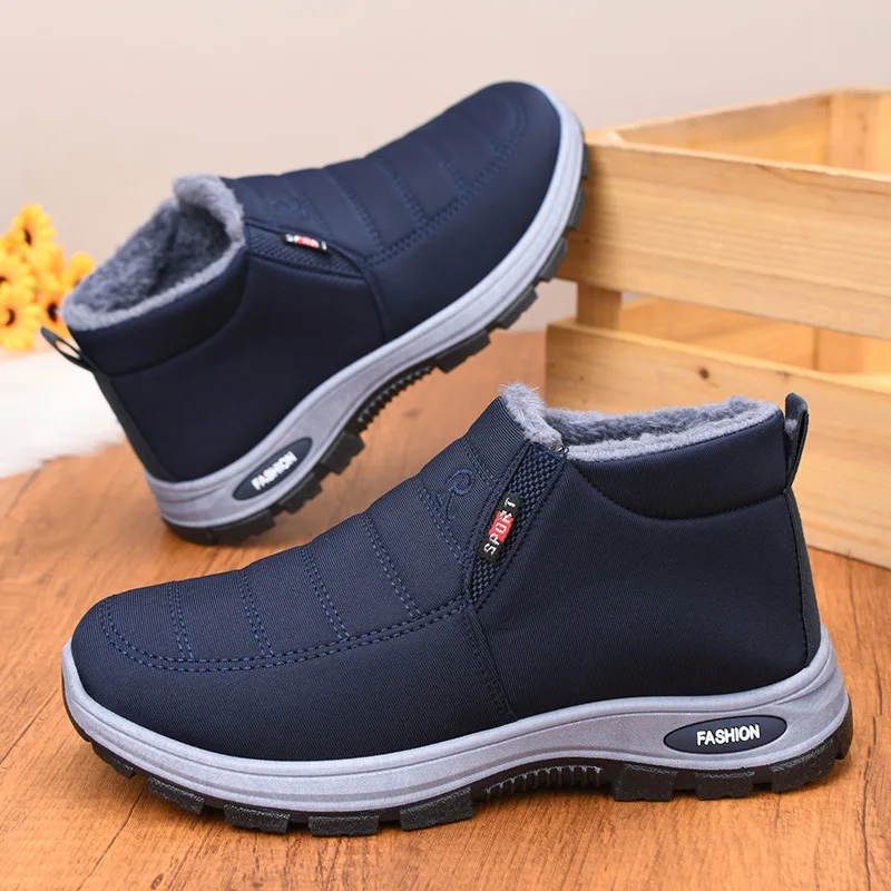 WONST Winter Style Large Size Unisex Snow Boots Slip-On Warm Casual Lightweight Cotton Shoes Men's Women's Comfortable Flat Heel