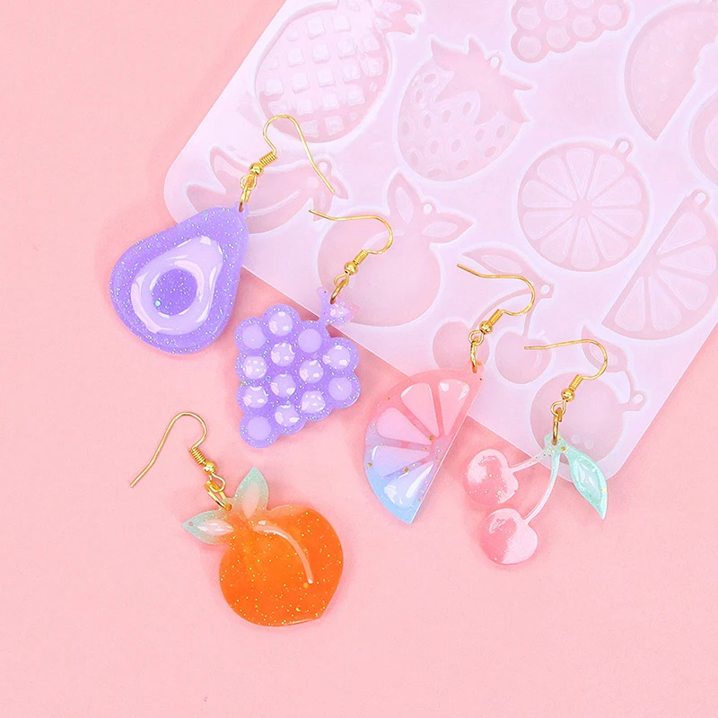 2Pcs Earring Molds,Fruit Earrings Silicone Molds Resin Jewelry Pendant Molds Crafting Moulds Vegetable Jewelry Making Molds