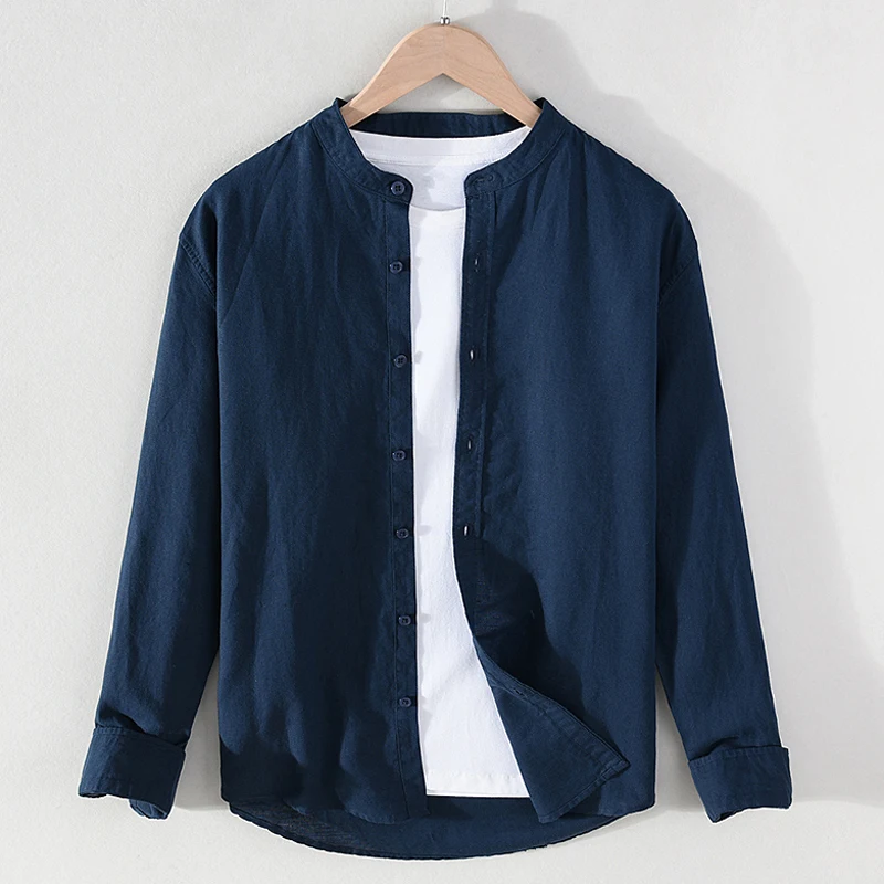 

Мужская повседневная хлопково-льняная одежда Long Sve, тонкая рабочая одежда, устойчивая к грязи и ношению, рабочая верхняя одежда из хлопка и льна для отдыха