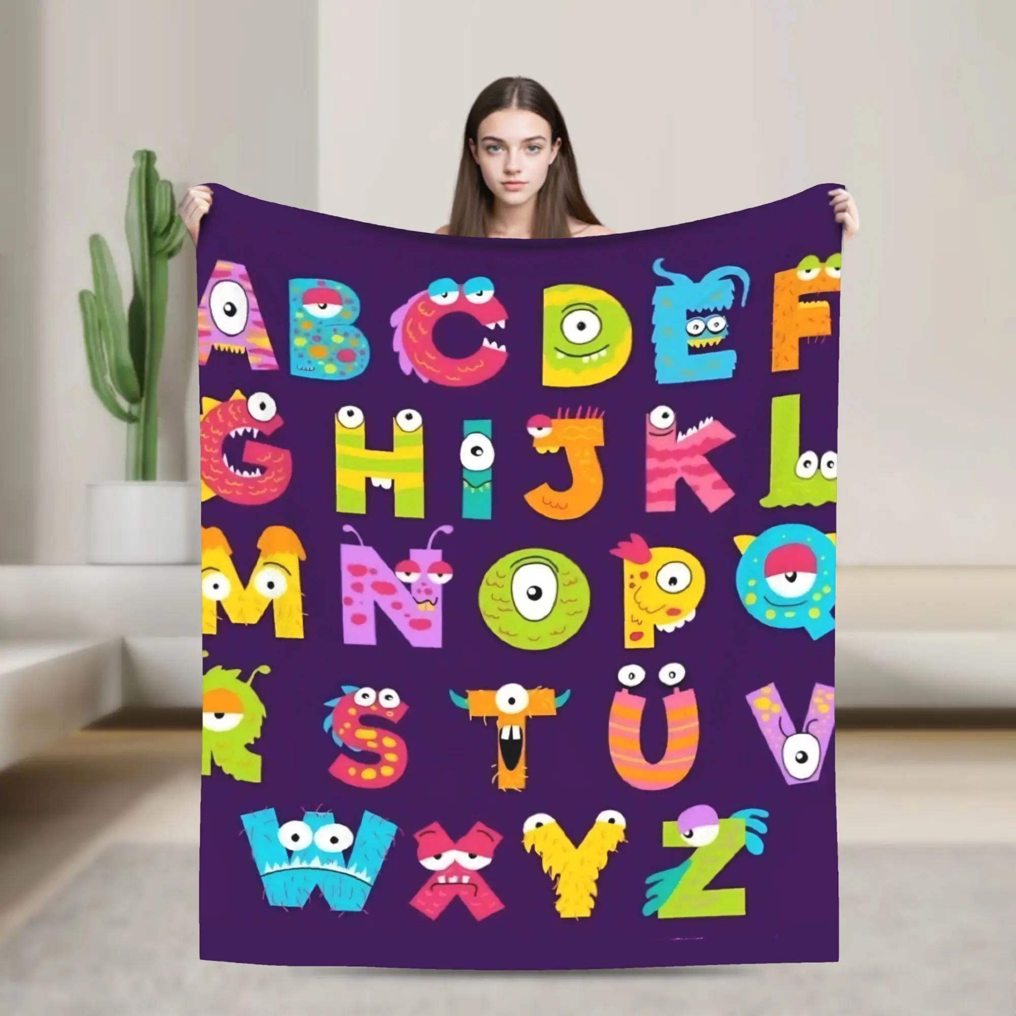 Alphabet Lore English Letter ABC  Blanket  Camping Flannel Bedding Throws For Couch Bed Super Soft Design Quality Bedspread