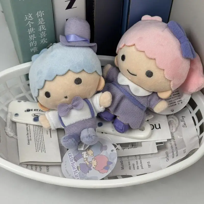 Japanese Style Sanrio Little Twin Stars Cute Plush Toy Couple Keychain Ornament Bag Pendant Cartoon Decoration Gift for Friends