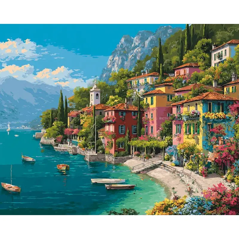 

GATYZTORY Town Paint By Numbers Handiwork Art Picture On Numbers Landscape Crafts Gift Gift Picture With Numbers