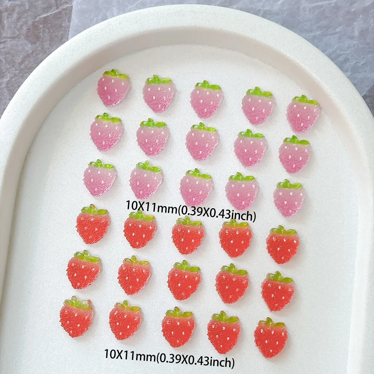 30PCS 3D Translucent Frosted Strawberry Resin Nail Charms Creative Realistic Flatback Strawberry Nail Art Decorations DIY Nails
