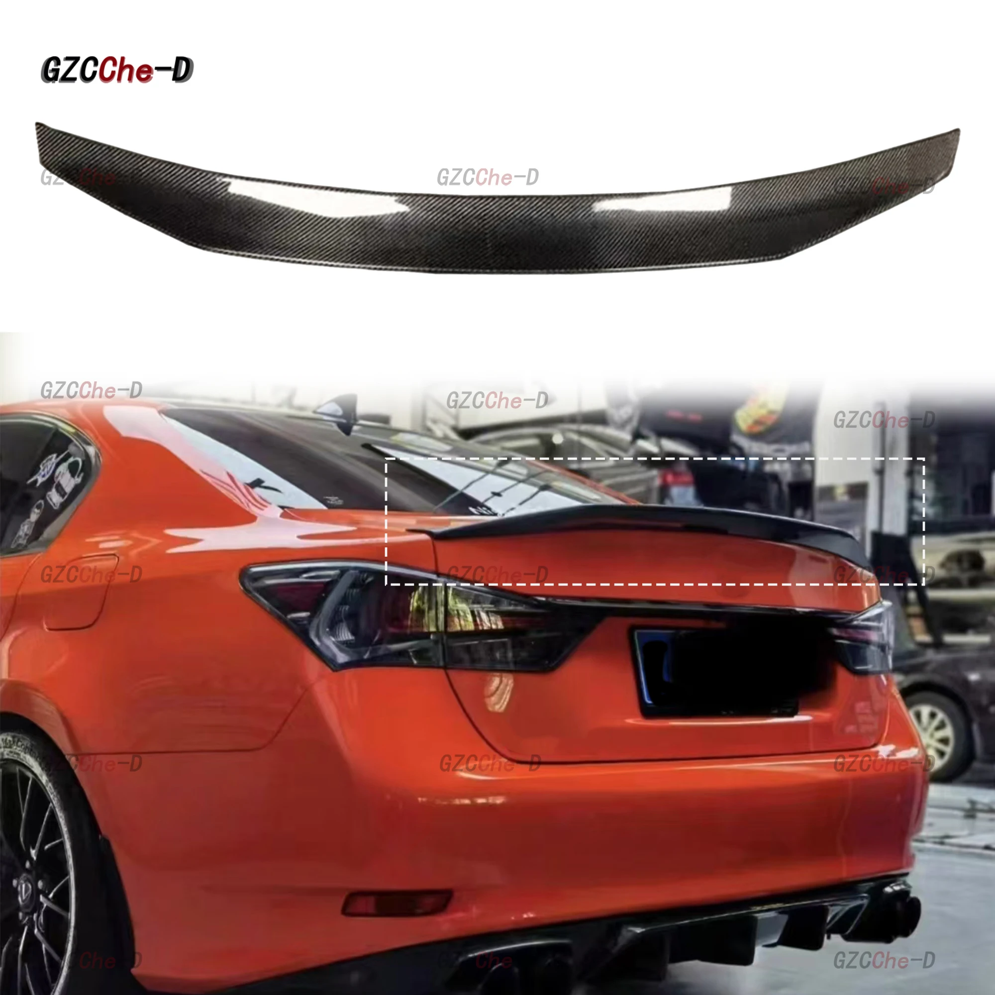 For  Lexus GS200 GS300 GS450h GS350 GS-F GS200t 12-17 models, trunk wing body kit accessories, genuine carbon fiber spoiler
