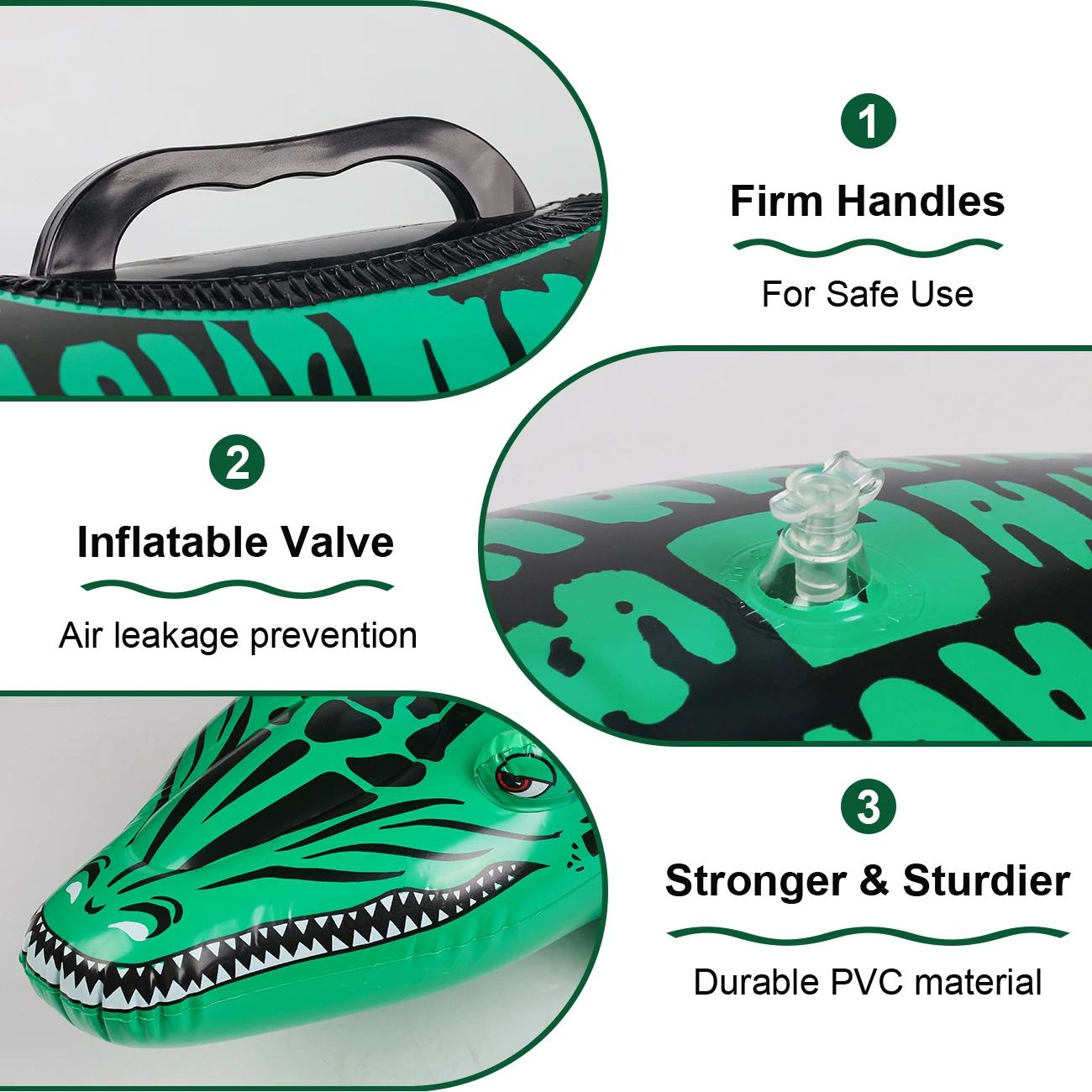 1 peça passeio inflável de crocodilo pronto para aventura com alças, flutuador de piscina engrossado de verão para crianças e adultos,