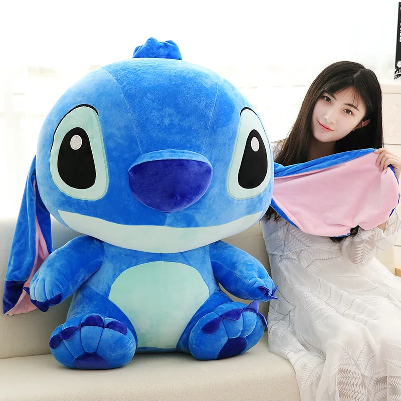 MINISO Disney-muñecos de peluche de Lilo y Stitch para niños, muñecos de dibujos animados, Stich, azul, rosa, 35CM, regalo de Navidad