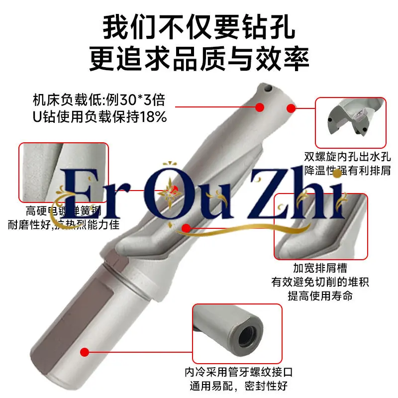 Drilling Rod Violent Drilling Numerical Control Lathe WC Blade Shank Flat Bottom Deep Hole Lengthened Fast Water Spray U Bit