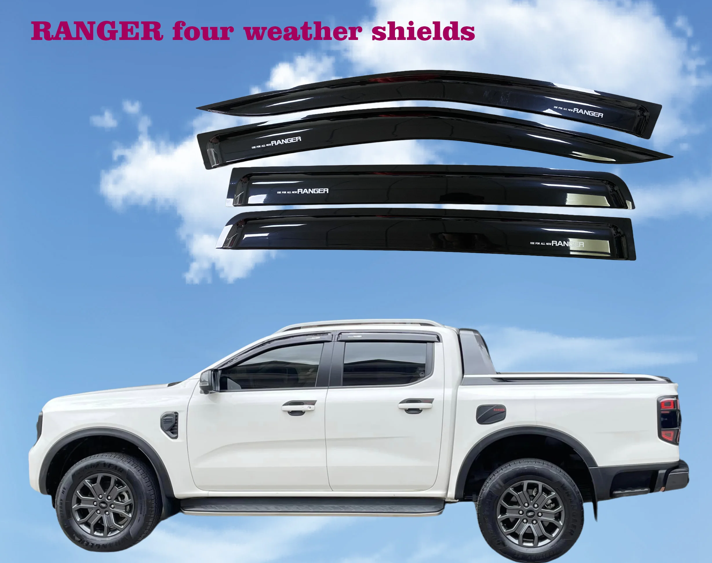 

Ford RANGER Rain Shield four door rain Brow applicable Year 2022-2024 Rain shield Special car special rain shield