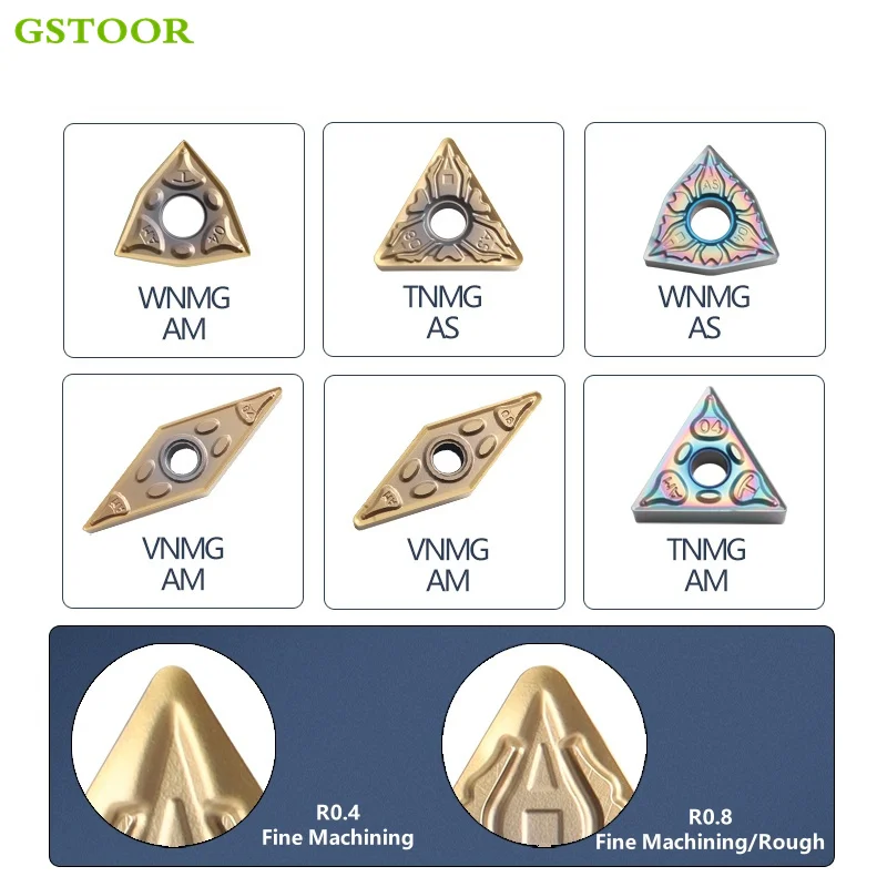 

TNMG160404 TNMG160408 WNMG080404 WNMG080408 VNMG160404 VNMG160408 AM AS Токарный станок с ЧПУ Внешний токарный инструмент Твердосплавные режущие пластины