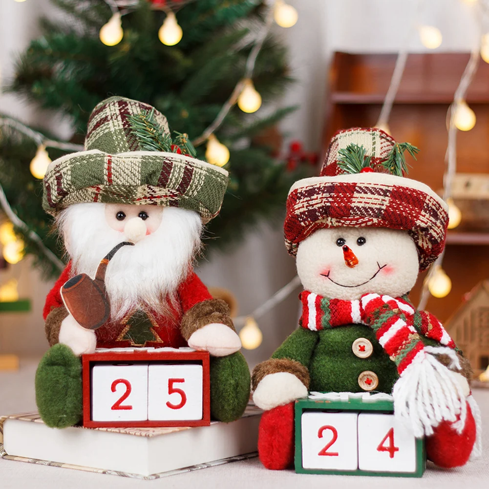 

Christmas Advent Calendar Countdown Doll Wooden Ornaments Santa Claus Snowman Christmas Decorations