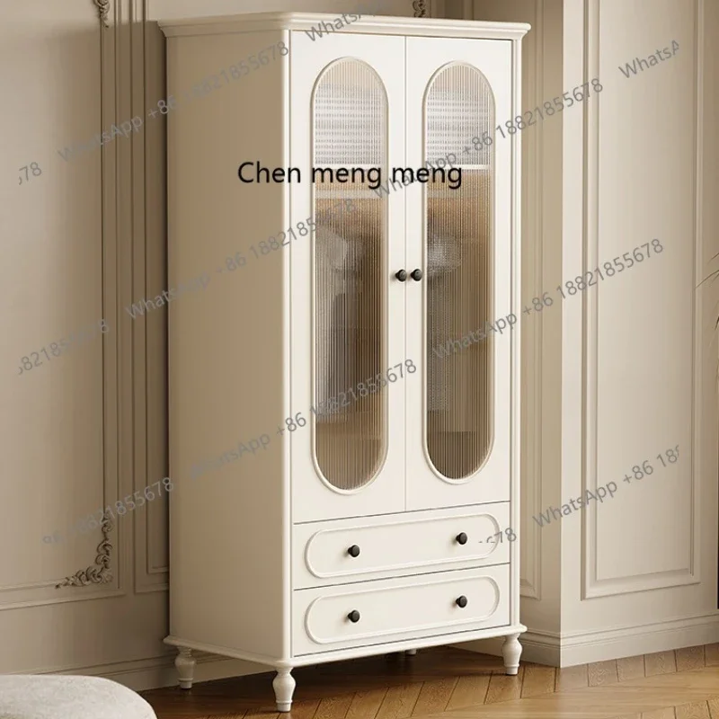

Белый шкаф во французском кремовом стиле для домашней спальни, двухдверный шкаф для хранения вещей