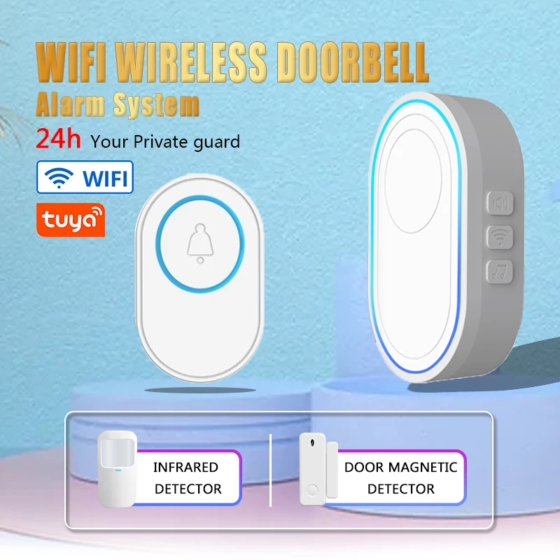 Tuya-Sensor de apertura de puerta Wifi, alarma de seguridad inteligente de 433MHz, rango de 180M, Sensor inalámbrico para puerta, ventana, entrada,