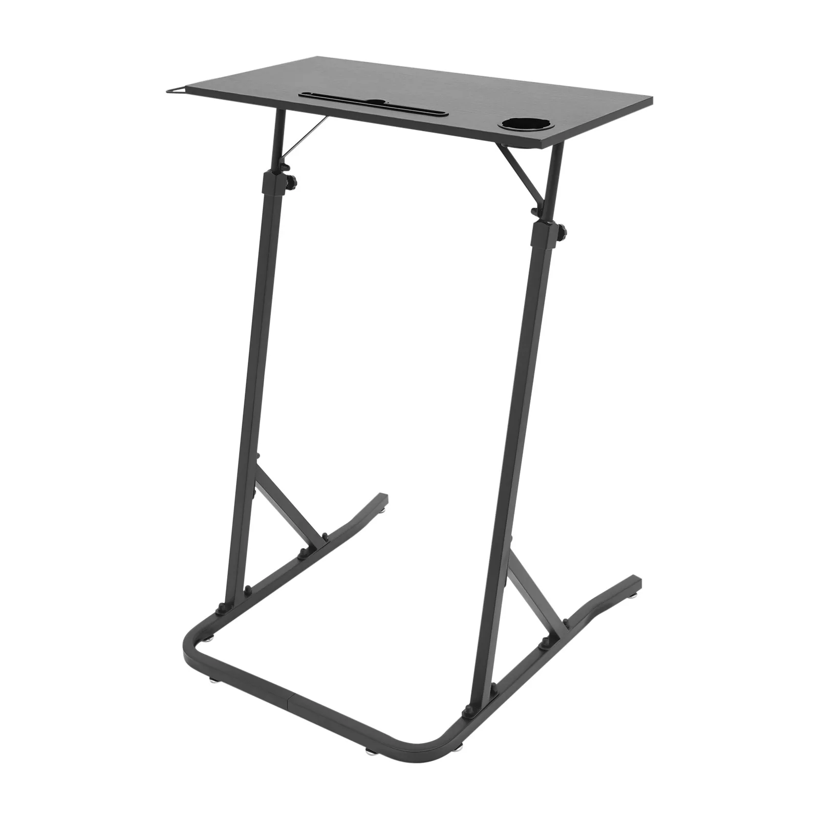 Adjustable Bike Trainer Desk, Standing/Sitting Office Desk with Cup Holder & Towel Rack for Fitness & Work view 5