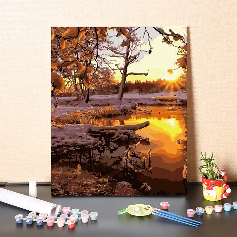 

7564555 Digital Oil Painting DIY Coloring Digital Painting Hanging Painting Plants Flowers Landscape Decoration Painting