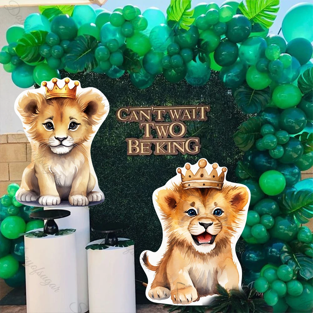 18/36Inch Baby Lion Cutout Mosaic Board Gold Crown Little Lion KT Foam Board for Baby Shower Jungle Animal Birthday Party Decor