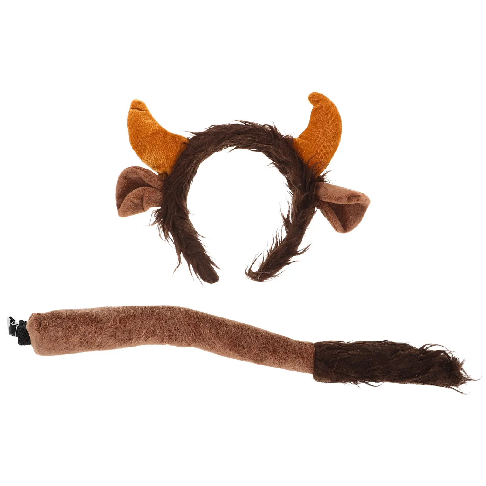 1 Juego de Diadema con Cuernos de Toro y Cola, Orejas de Vaca, Disfraz de Animal, Accesorios Realistas para Fiesta de Halloween y Navidad