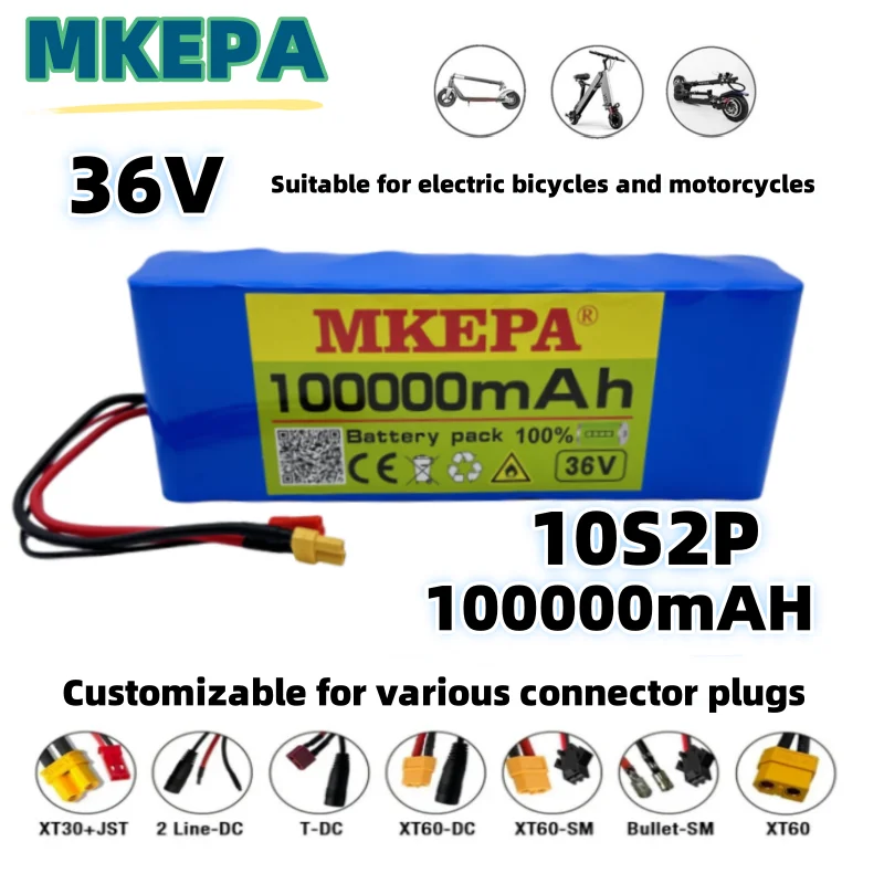 

Mkepa 10S 2P 36V 100000Mah 18650 литий-ионный аккумулятор 1000W Hoog Vermogen En шлем 36V Motorfiets Scooter