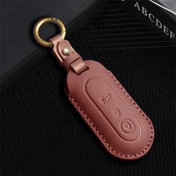 Leather Car Smart Key Case Cover for Aito M5 M7 2022 3 Buttons Remote Protection Shell Keychain Auto Accessories