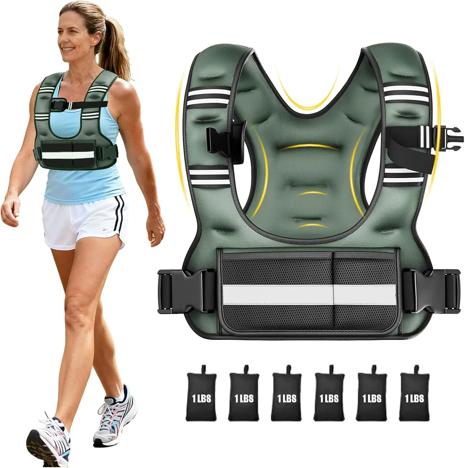 Adjustable Weighted Vest for Women, 6-12lb U-Shaped Weight Vest for Walking