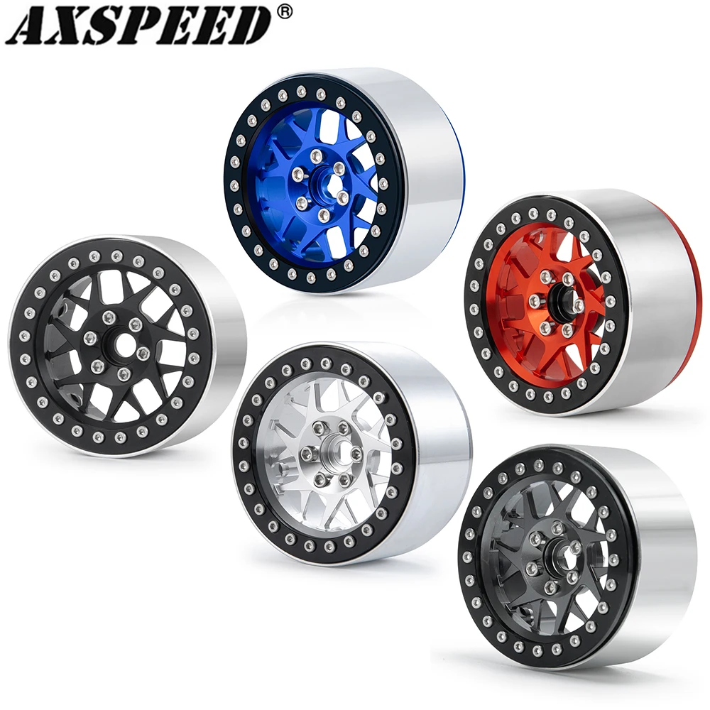

AXSPEED 4Pcs Aluminum 2.2" Beadlock Wheel Rims Hubs for 1/10 RC Crawler Car Wheels Tires Axial SCX10 TRX4 TRX6 CC01 D90 D110