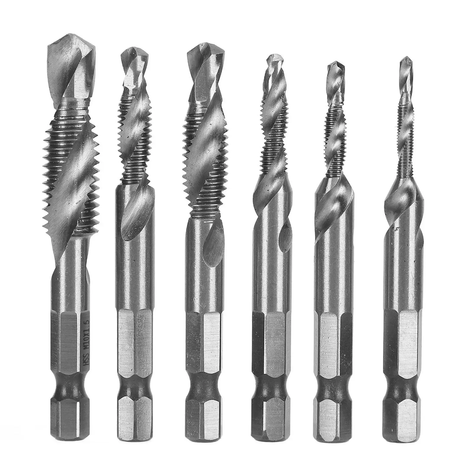 

High Speed Steel Drill Tap Set 1/4 Inch Hex Shank Spiral Bit Chamfering Kit
