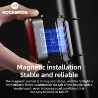 ROCKBROS-luz trasera de bicicleta inteligente, luz trasera magnética, 7 modos, LED, equipo de conducción nocturna, Sensor de freno inteligente
