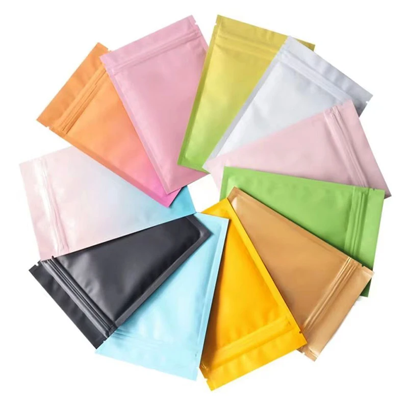 50Pcs Flat Reclosable Small Aluminum Foil Zip Lock Bags Heat Sealing Color Candy Tea Coffee Powder Capsule Snack Storage Pouches