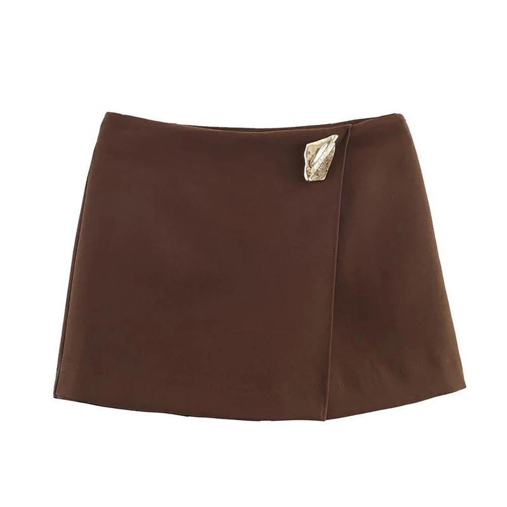 Asymmetrical Short Skirts for Women Spring Autumn Fashion Mini Solid Color Skirt Shorts American Daily Commute All-Match Skirts