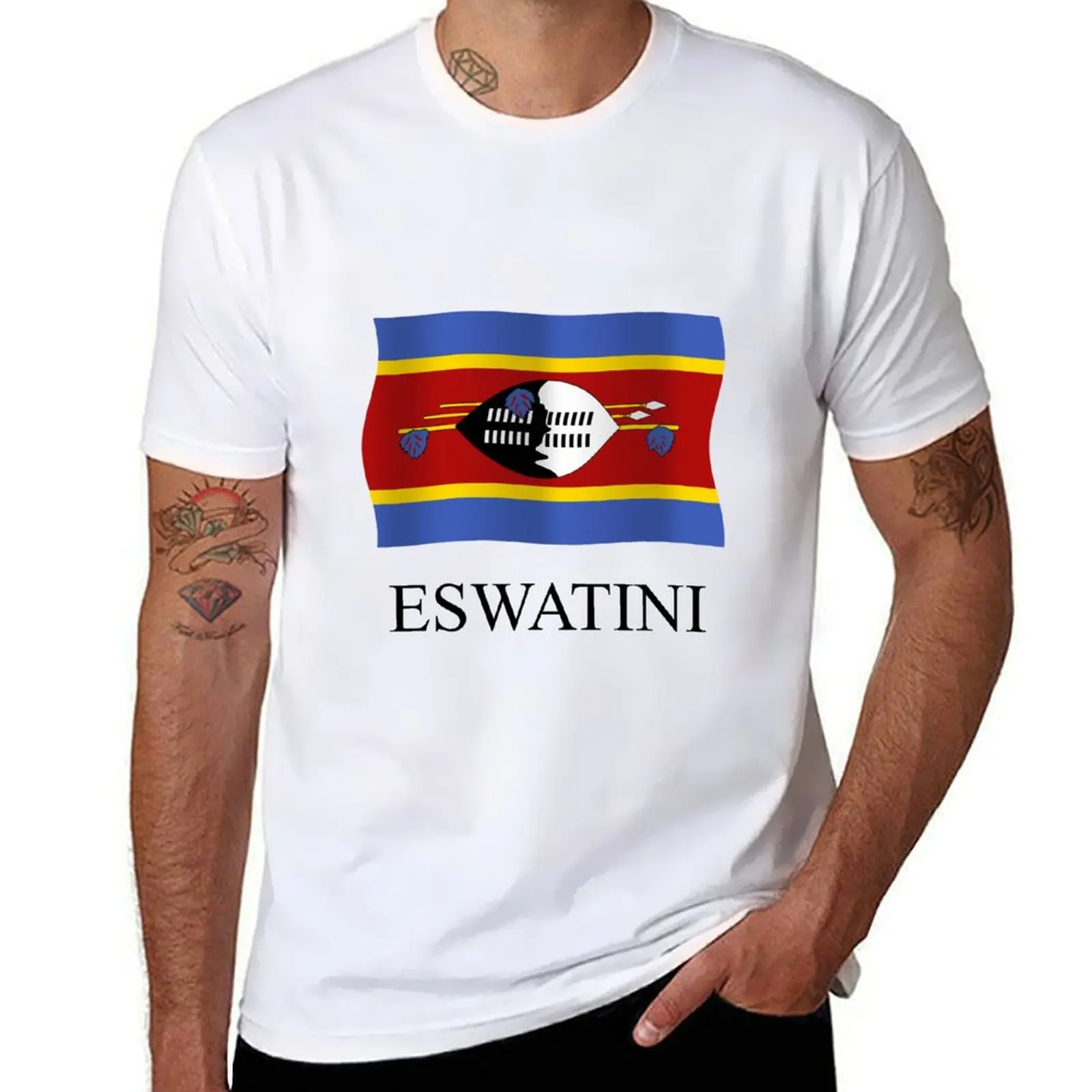 

ESWATINI FLAG T-Shirt cotton tshirt 100% t shirt for man 100 percent cotton t shirt for man T-shirt