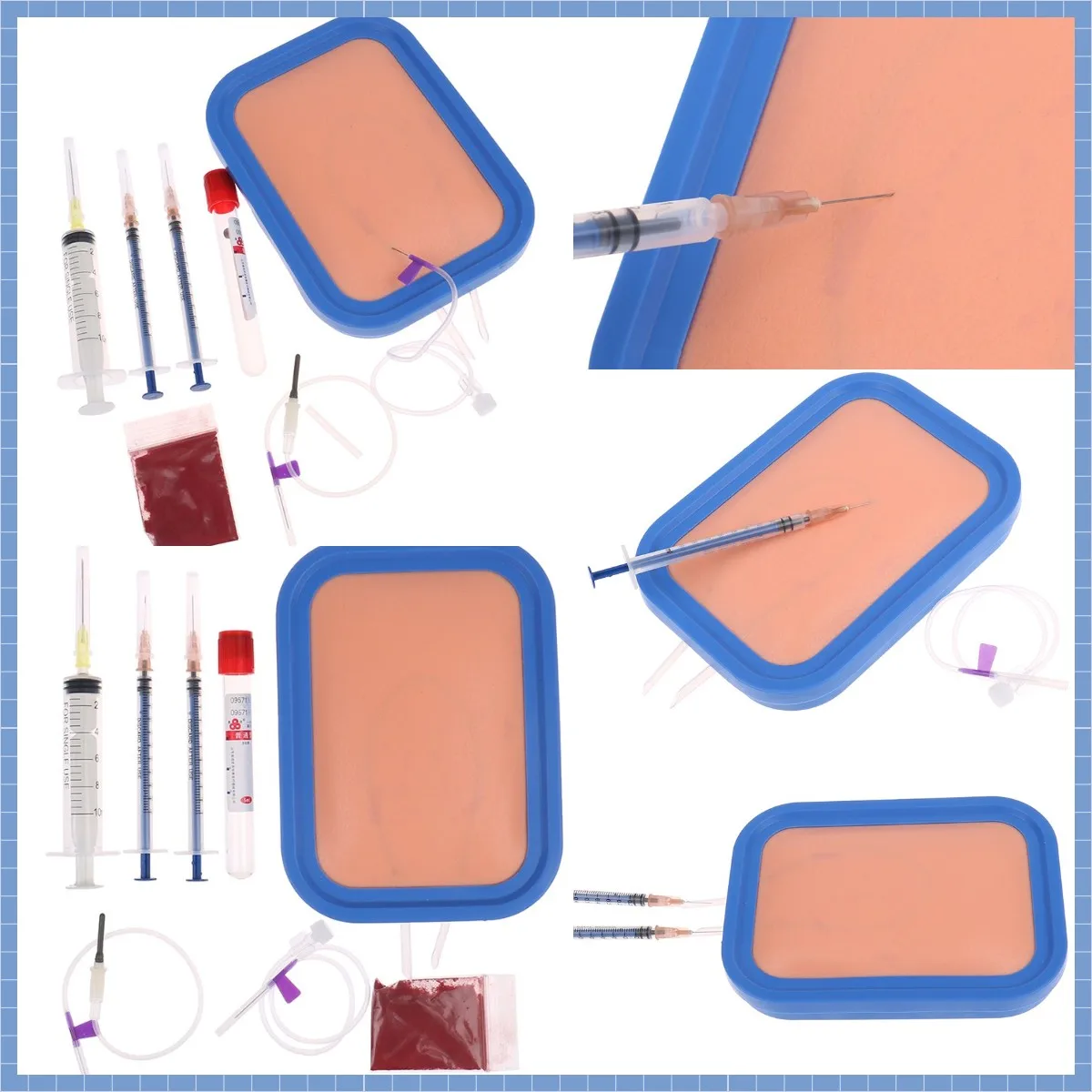 Simulated Skin Venipuncture Injection Training Silicone Model Pad Venous Blood Drawing Practice Moudle Set With Blood Returning