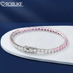 3mm Gradient Red Tennis Bracelet For Women 925 Sterling Silver Cubic Zirconia Diamond Bracelet Wedding Jewelry New Trendy Style